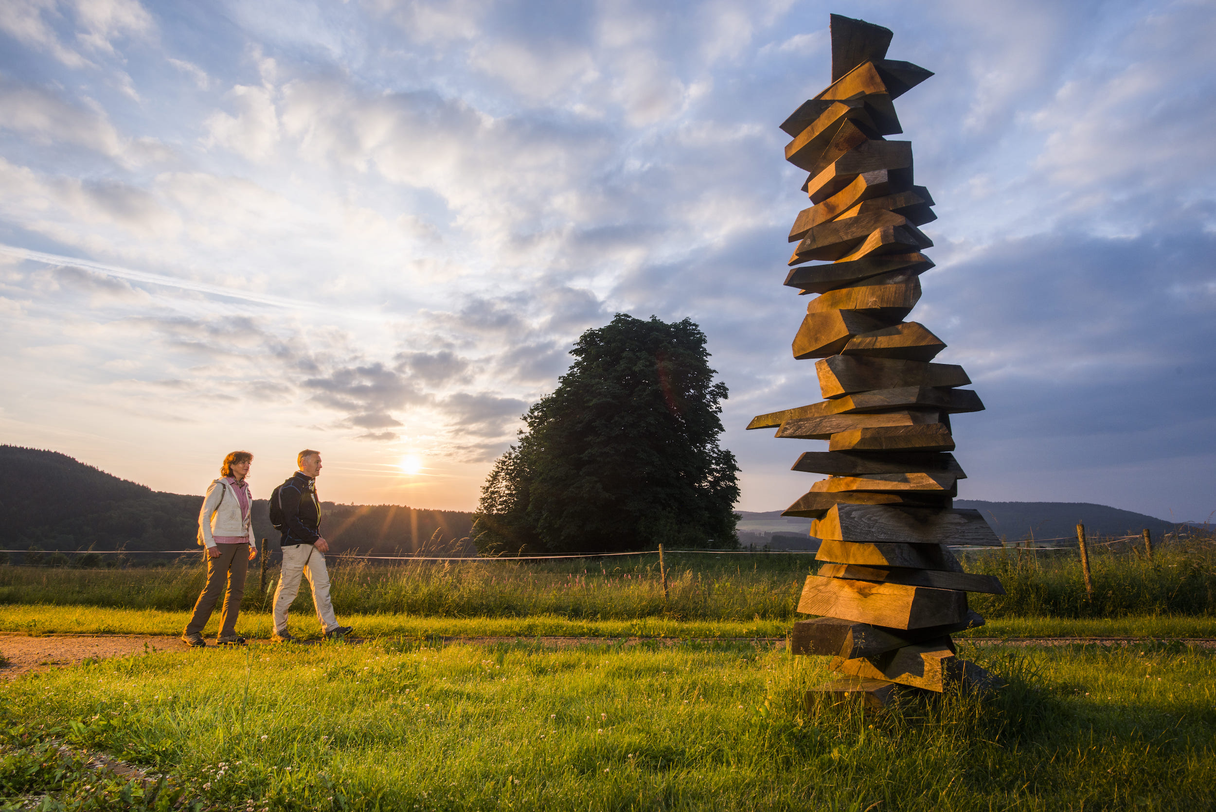 Saar-Hunsrück-Steig bei Sonnenuntergang